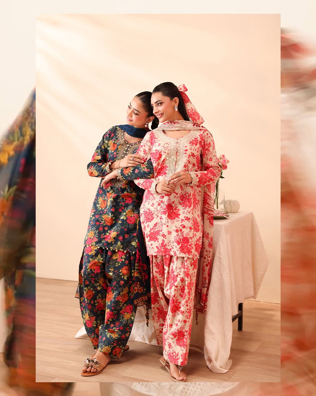 Ebony Red Rose Printed Lawn 3-Piece Outfit – Everyday Chic Wear