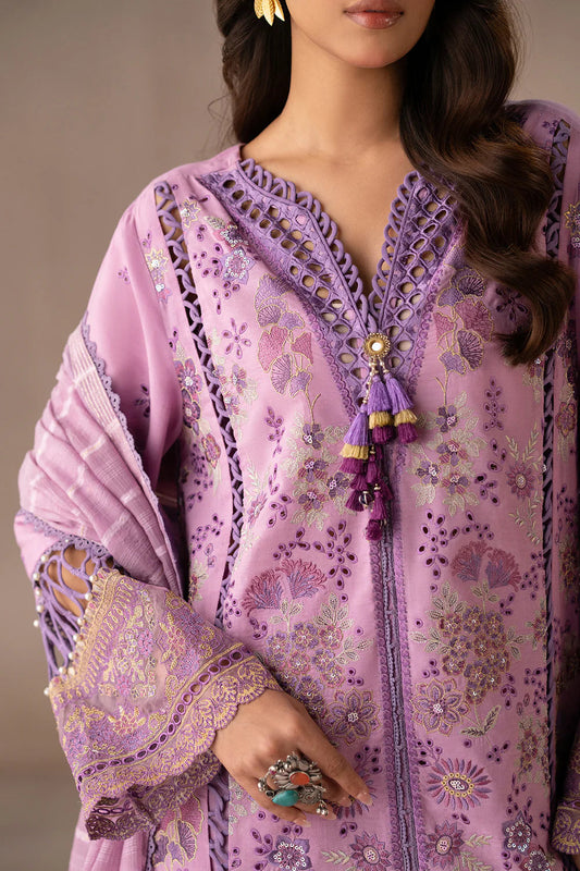 Lilac Noir Embroided Lawn 3-Piece Outfit - Pure Sophistication