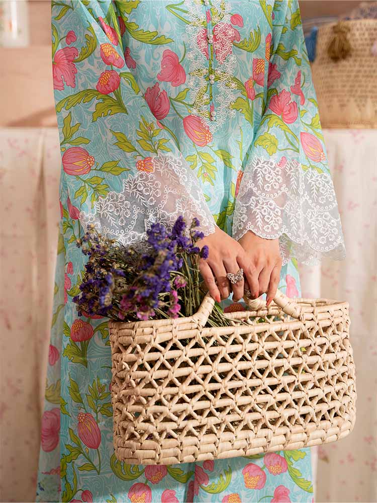 Aqua Blossom Elegance Printed Lawn 3-Piece – Style Statement