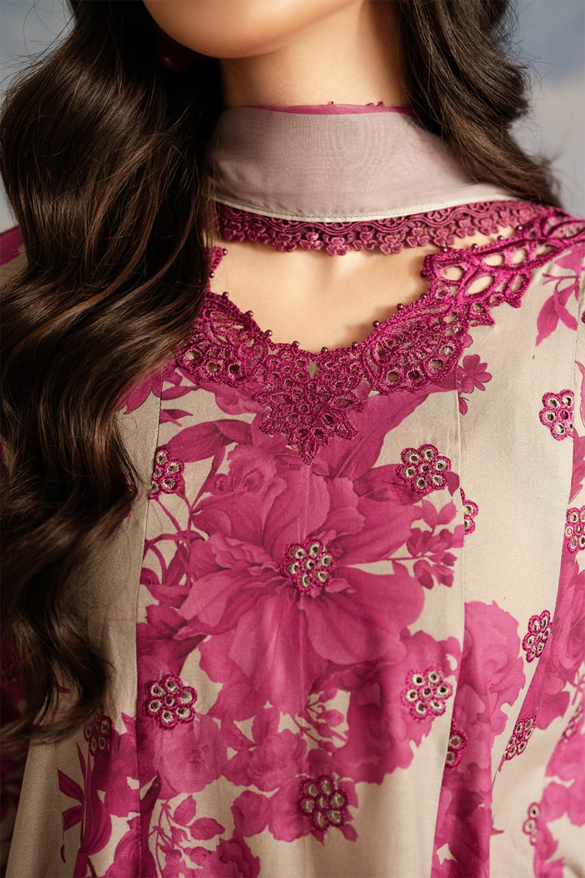 White & Magenta Printed Suit – Sophisticated Contrast Look