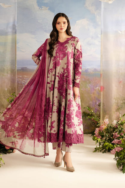 White & Magenta Printed Suit – Sophisticated Contrast Look