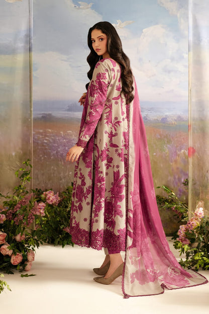 White & Magenta Printed Suit – Sophisticated Contrast Look