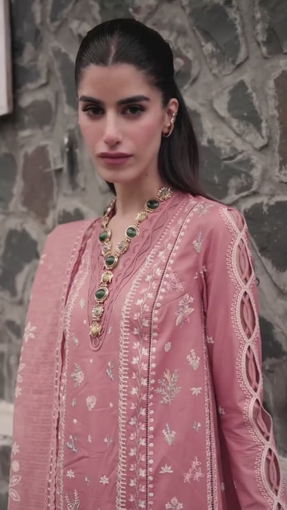 Mirage Pink Couture Embroided Lawn 3-Piece Outfit - Chic. Classy. Confident.