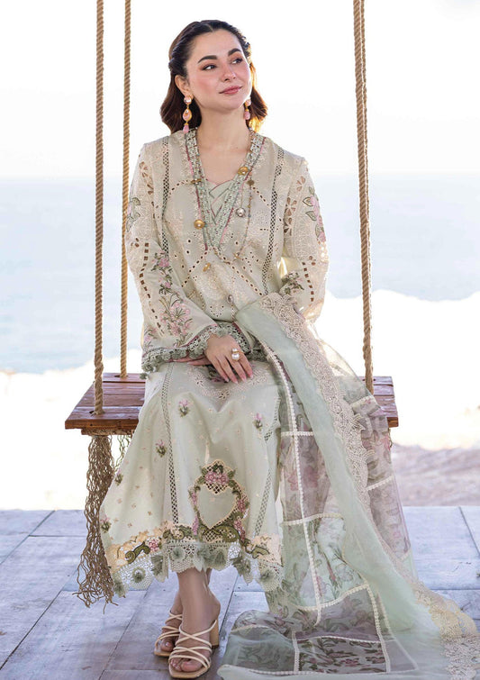 Elegant Pistachio Embroided Lawn 3-Piece Outfit - The Essence of Elegance