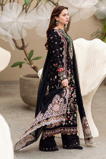 Luxury Embroidered Dhanak 3-Piece Suit – Black
