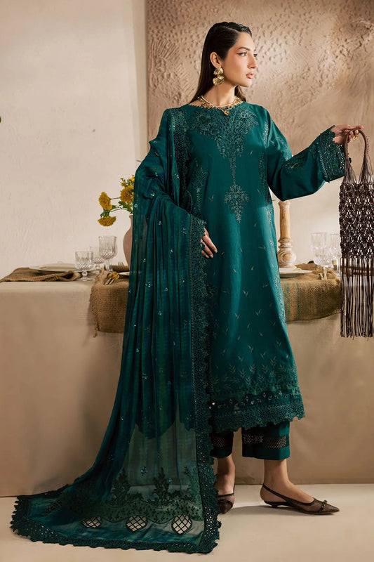 Emerald Regal Embroided Lawn 3-Piece Outfit – Beauty in Every Detail