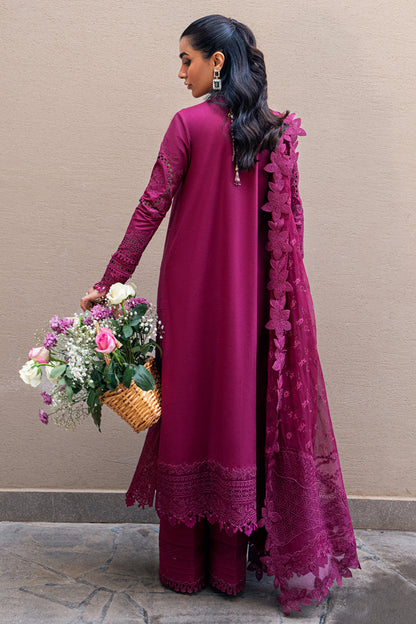 Magenta Embroidered Dhanak 3-Piece Suit