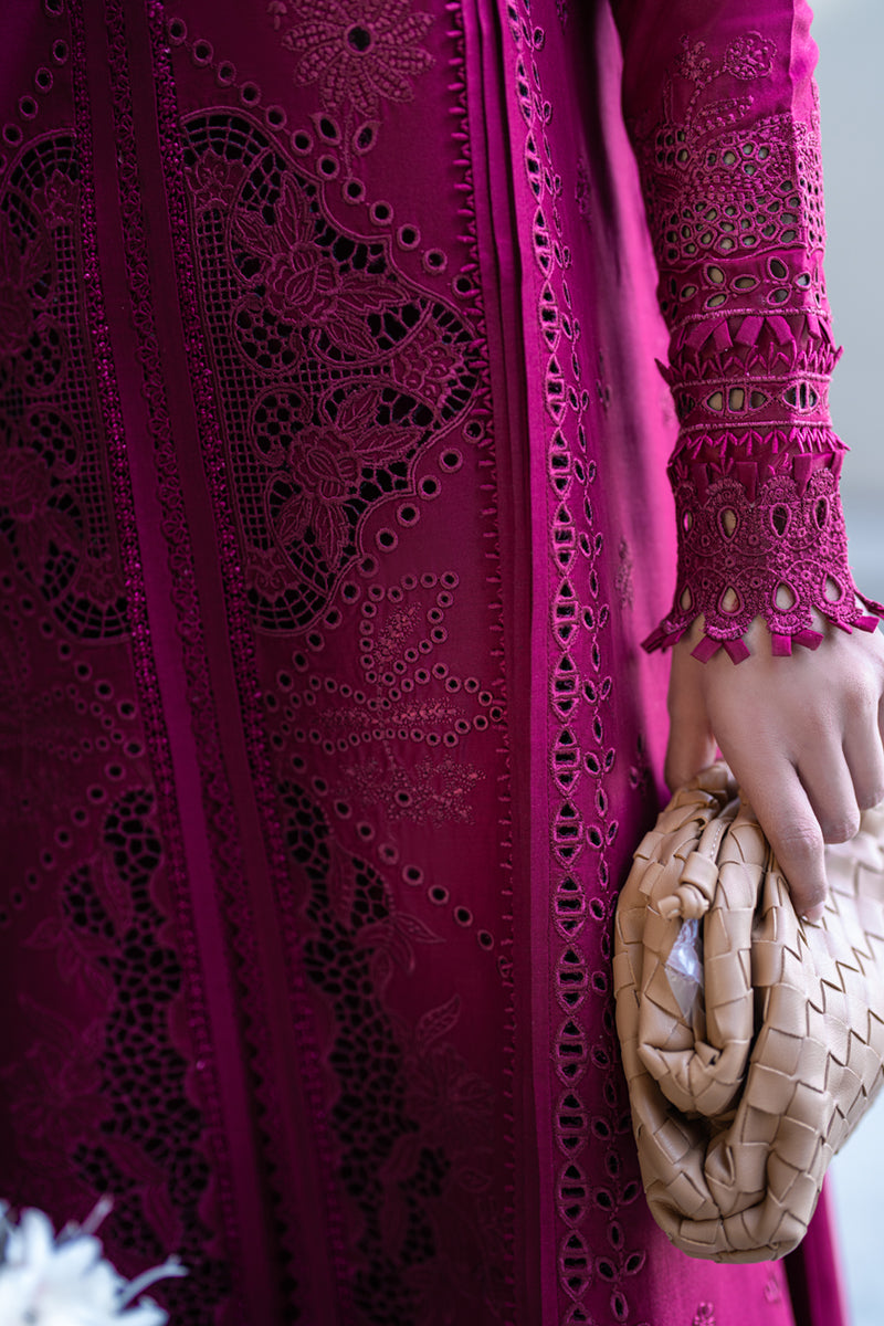 Magenta Embroidered Dhanak 3-Piece Suit