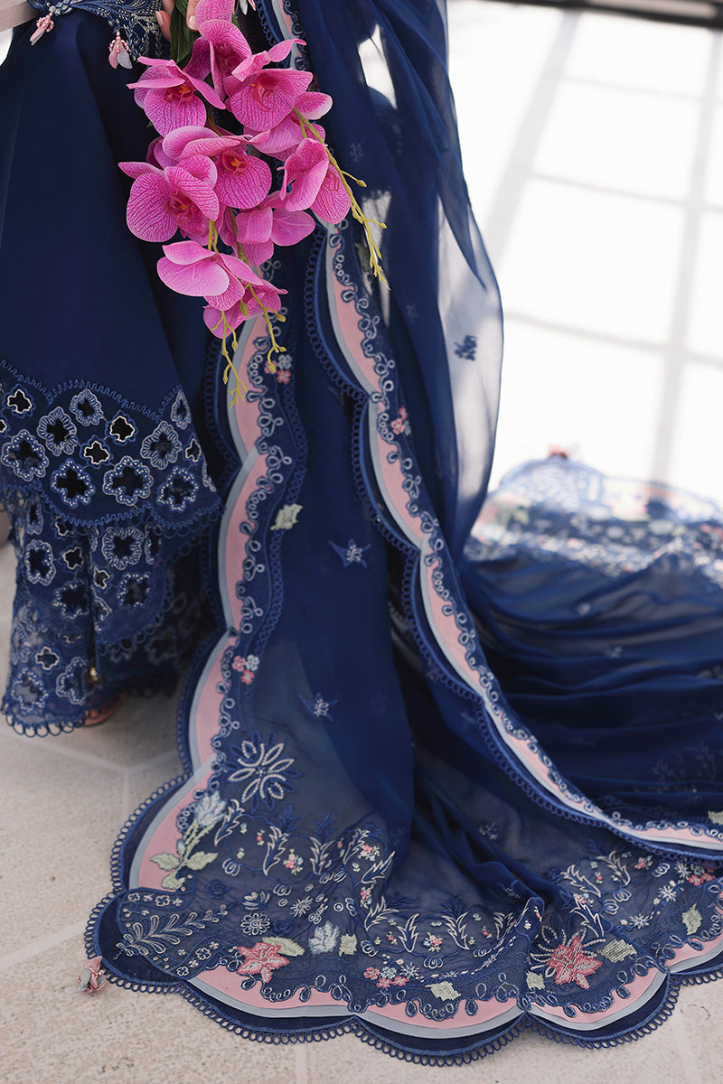 Blue Orchid Embroided Lawn 3-Piece Outfit – Crafted for Elegance