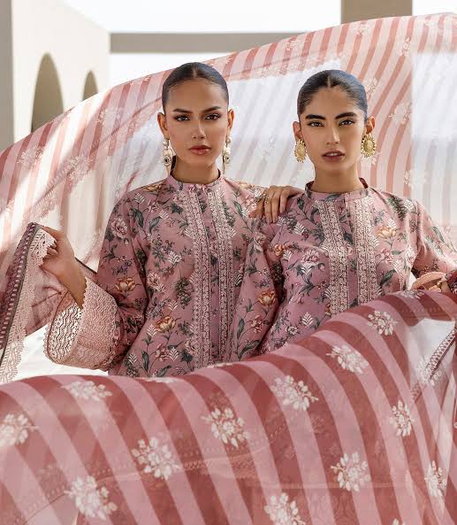 Ethereal Pink Printed Lawn 3-Piece Outfit – Everyday Chic Wear