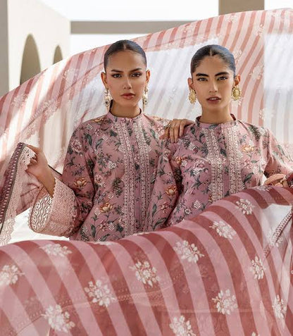 Ethereal Pink Printed Lawn 3-Piece Outfit – Everyday Chic Wear