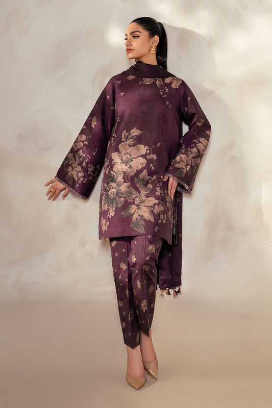 Rich Plum Floral Printed Lawn 3-Piece Outfit – Everyday Chic Wear