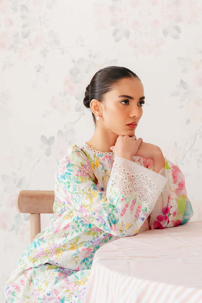 Cochineal Floral Printed Lawn 3-Piece Outfit - Timeless Elegance