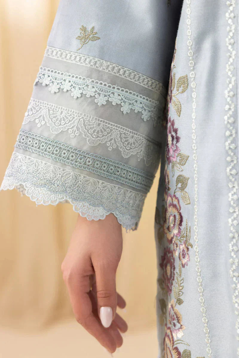 Cerulean Mist Embroided Lawn 3-Piece Outfit - Regal Essence