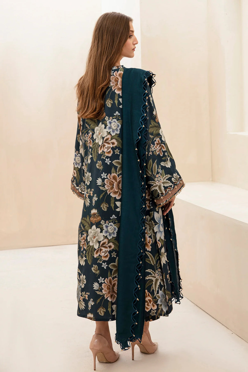 Teal Emerald Printed Lawn 3-Piece Outfit – Graceful Daily Wear