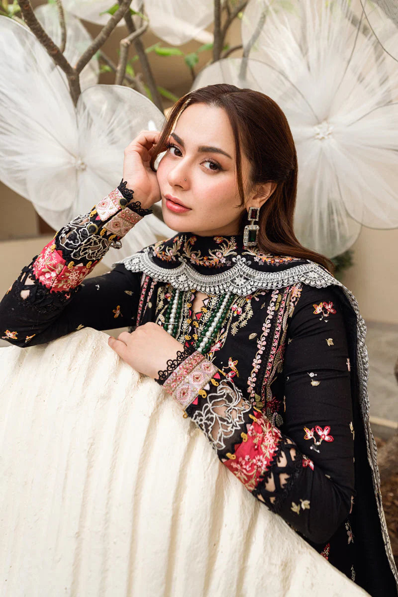 Luxury Embroidered Dhanak 3-Piece Suit – Black