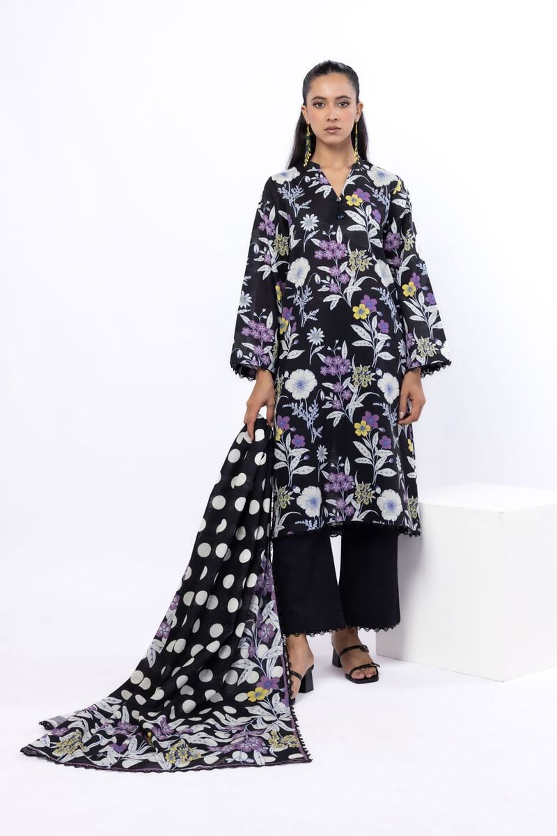 Black Orchid Printed Lawn 3-Piece Outfit – Relaxed Elegant Style