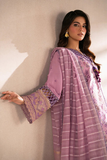 Lilac Noir Embroided Lawn 3-Piece Outfit - Pure Sophistication