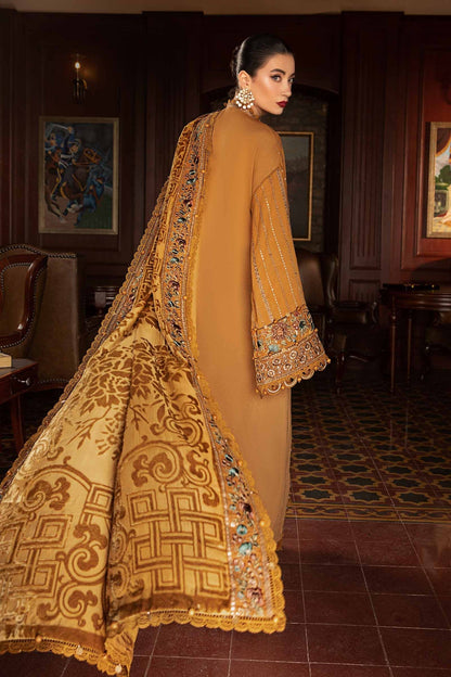 Luxury Mustard Embroidered Dhanak 3-Piece Suit - Luxury You Feel