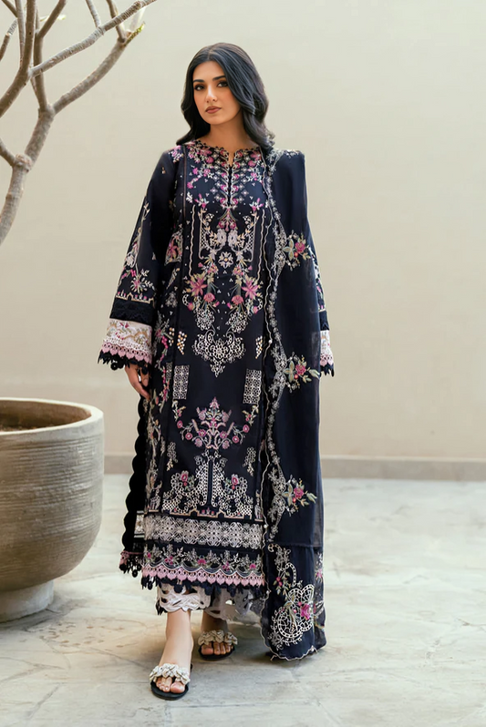 Obsidian Black Embroided Lawn 3-Piece Outfit – Pure Elegance