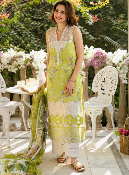 Citrus Green Elegance Printed Lawn 3-Piece Outfit – Sophisticated Wear