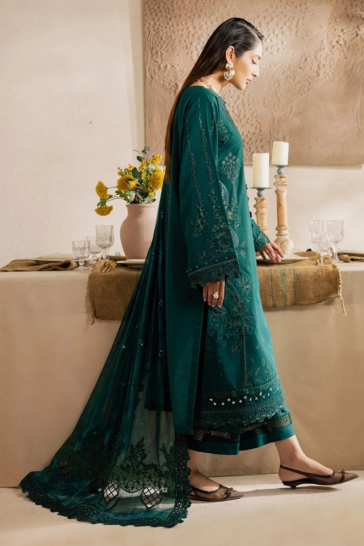 Emerald Regal Embroided Lawn 3-Piece Outfit – Beauty in Every Detail