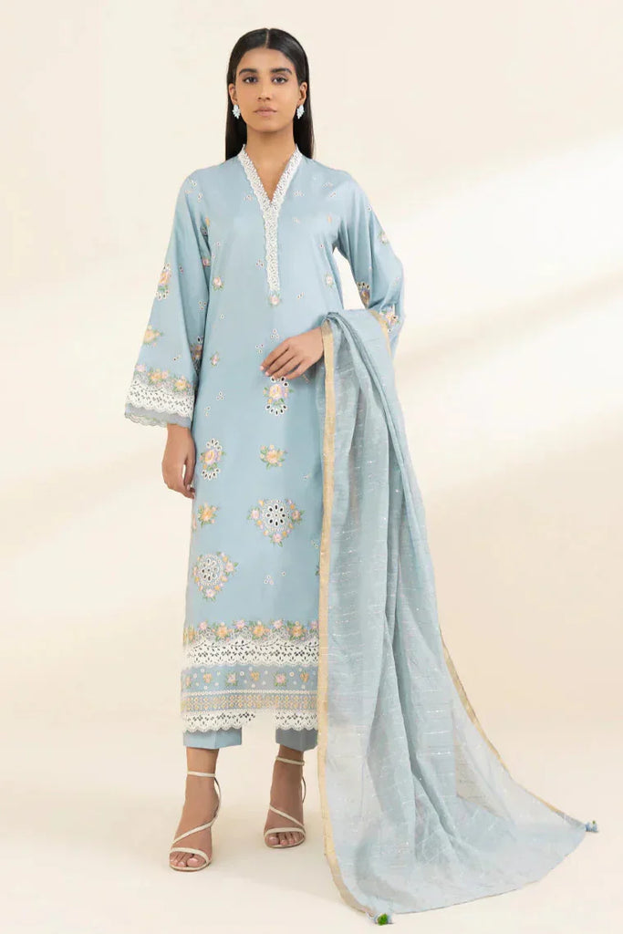 Elysian Luxe Embroided Lawn 3-Piece Outfit - Refined Summer Wear