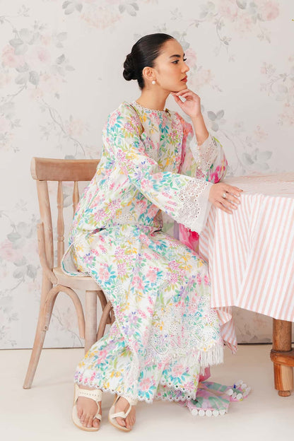 Cochineal Floral Printed Lawn 3-Piece Outfit - Timeless Elegance