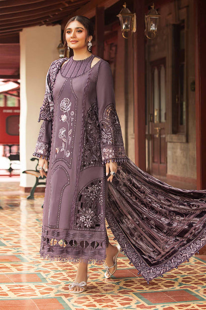 Chic Mauve Embroidered Dhanak 3-Piece Suit - Crafted to Look Elegant