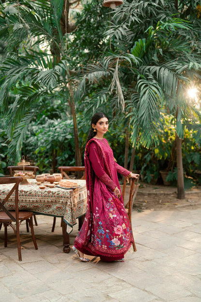Fuchsia Flame Embroided Lawn 3-Piece Outfit - Sophisticated Wear