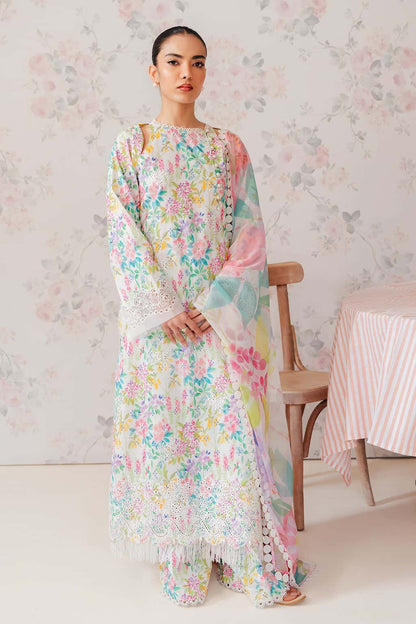 Cochineal Floral Printed Lawn 3-Piece Outfit - Timeless Elegance