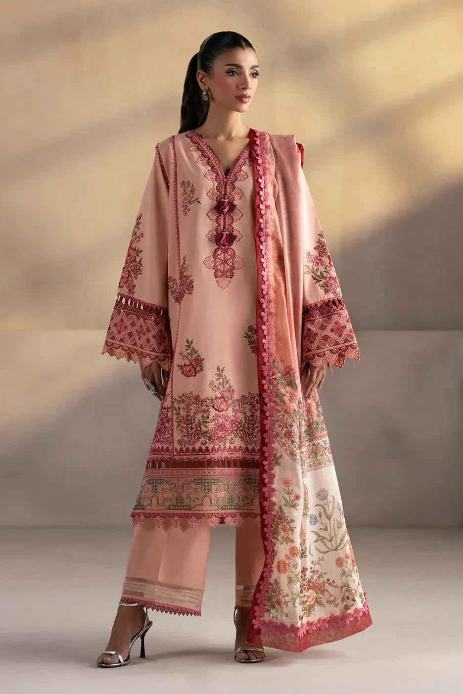 Rose Reverie Embroided Lawn 3-Piece Outfit - Fresh Floral Charm