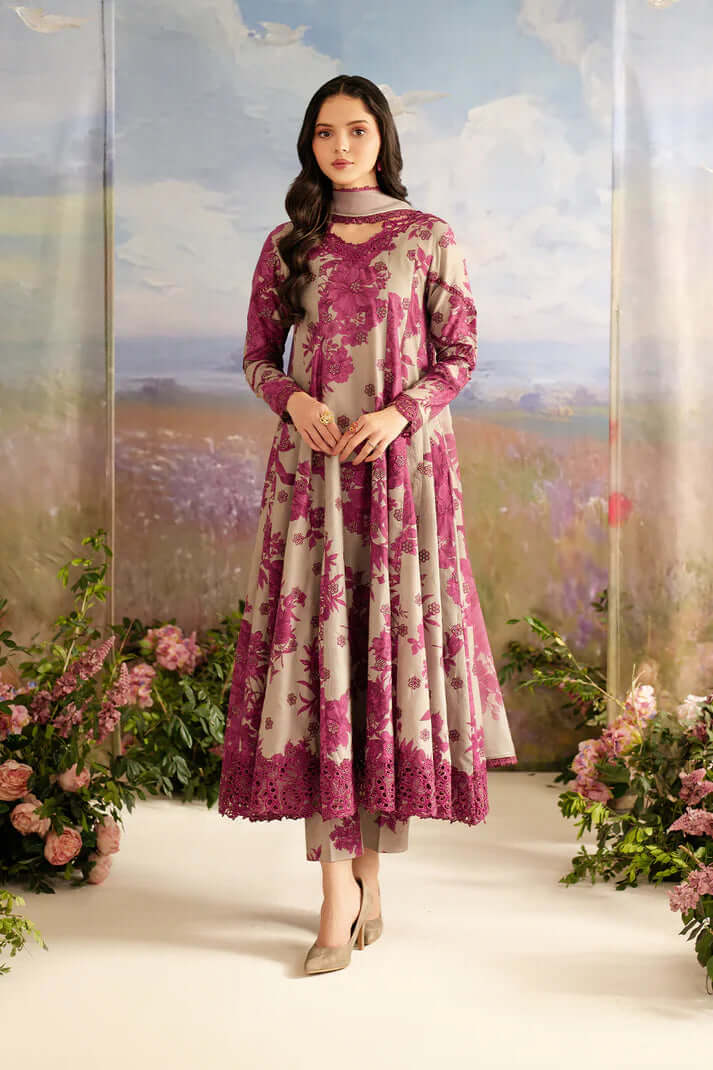 White & Magenta Printed Suit – Sophisticated Contrast Look