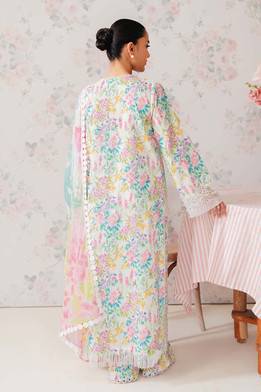 Cochineal Floral Printed Lawn 3-Piece Outfit - Timeless Elegance
