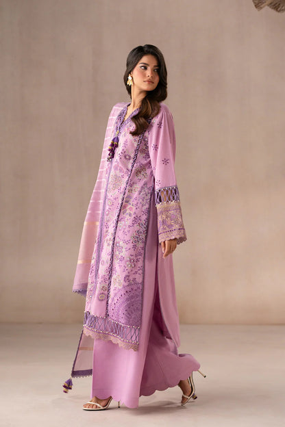 Lilac Noir Embroided Lawn 3-Piece Outfit - Pure Sophistication