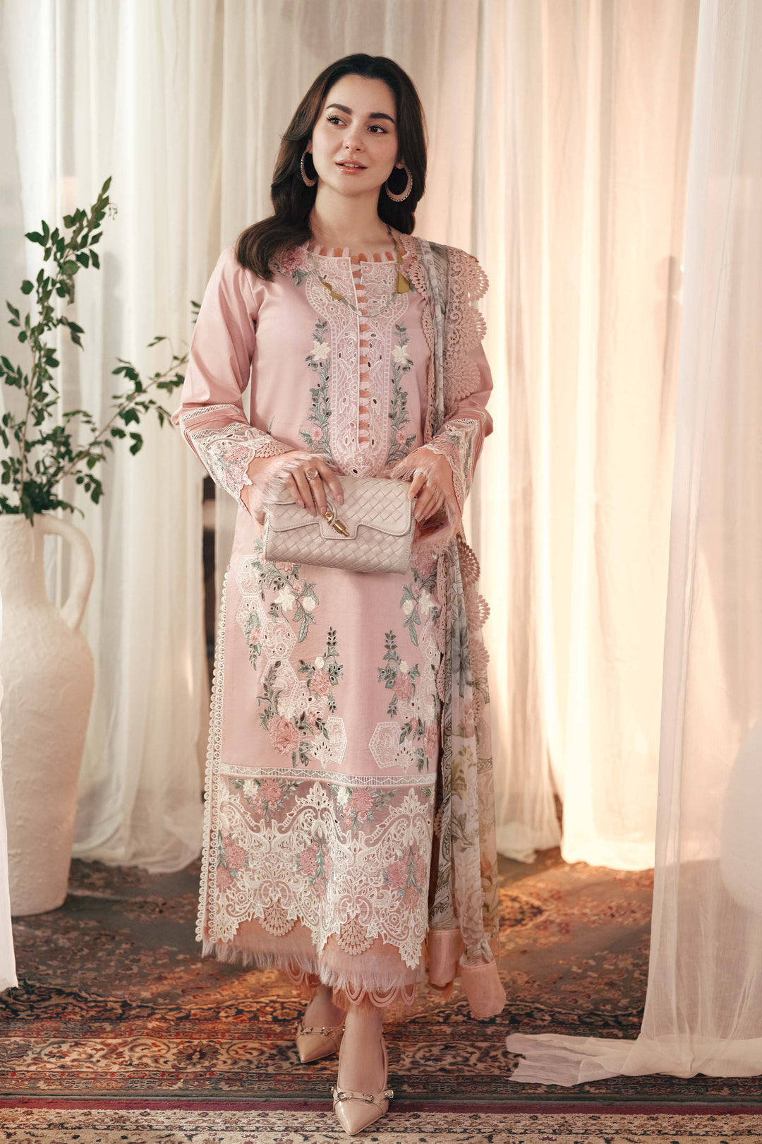 Blush Pink Embroided Lawn 3-Piece Outfit - Designed to Dazzle