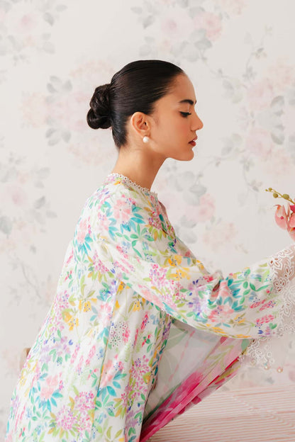 Cochineal Floral Printed Lawn 3-Piece Outfit - Timeless Elegance