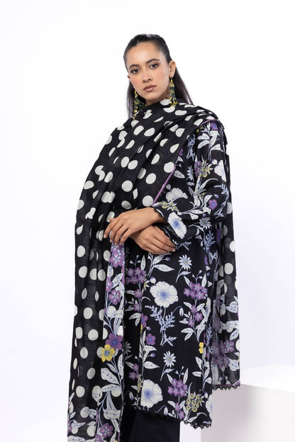 Black Orchid Printed Lawn 3-Piece Outfit – Relaxed Elegant Style