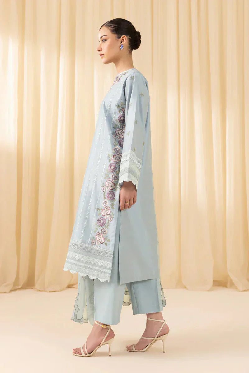 Cerulean Mist Embroided Lawn 3-Piece Outfit - Regal Essence