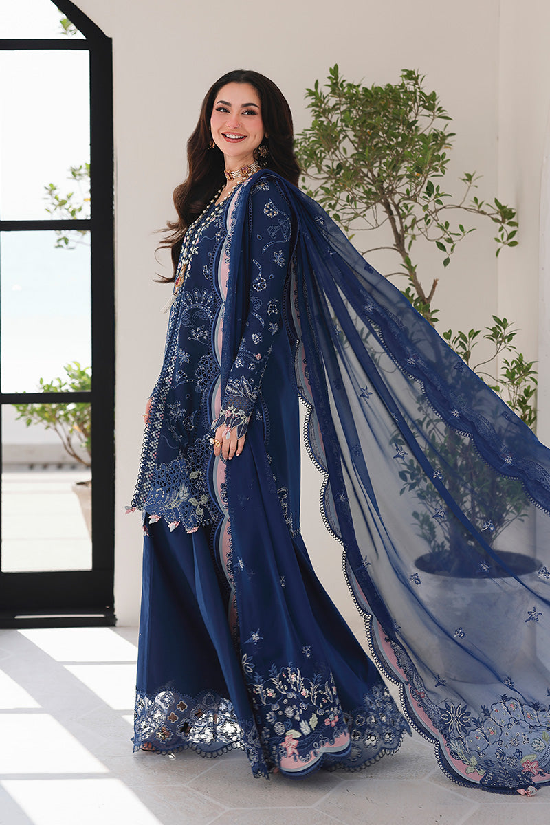 Blue Orchid Embroided Lawn 3-Piece Outfit – Crafted for Elegance
