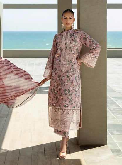 Ethereal Pink Printed Lawn 3-Piece Outfit – Everyday Chic Wear