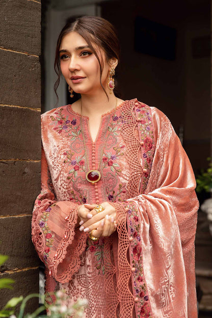 Coral Charm Embroidered Dhanak 3-piece Outfit