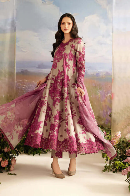 White & Magenta Printed Suit – Sophisticated Contrast Look