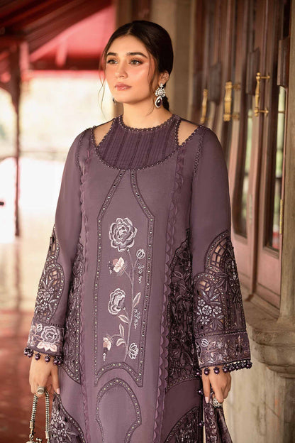 Chic Mauve Embroidered Dhanak 3-Piece Suit - Crafted to Look Elegant