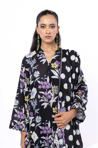 Black Orchid Printed Lawn 3-Piece Outfit – Relaxed Elegant Style